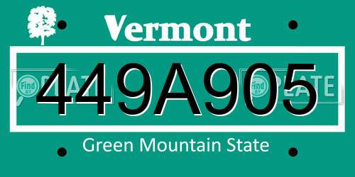 449A905 Vermont License Plate