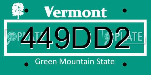 449DD2 Vermont License Plate