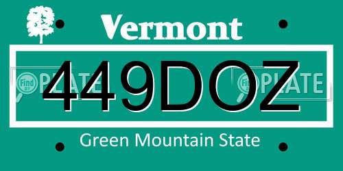 449DOZ Vermont License Plate