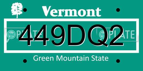 449DQ2 Vermont License Plate