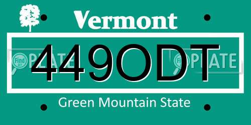 449ODT Vermont License Plate
