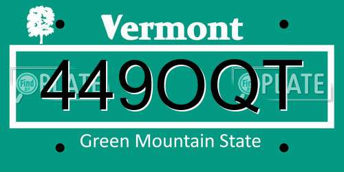 449OQT Vermont License Plate