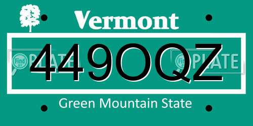 449OQZ Vermont License Plate