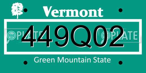 449Q02 Vermont License Plate