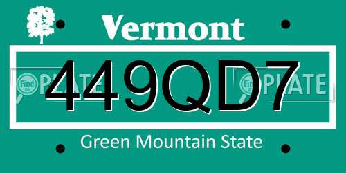 449QD7 Vermont License Plate