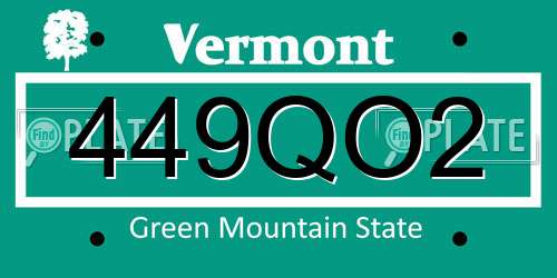 449QO2 Vermont License Plate