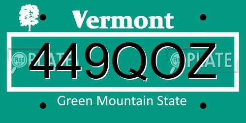 449QOZ Vermont License Plate