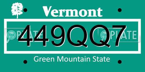 449QQ7 Vermont License Plate
