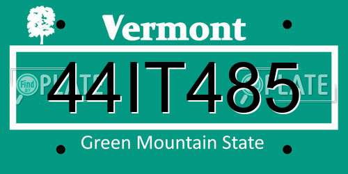 44IT485 Vermont License Plate