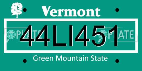 44LI451 Vermont License Plate