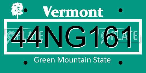 44NG161 Vermont License Plate