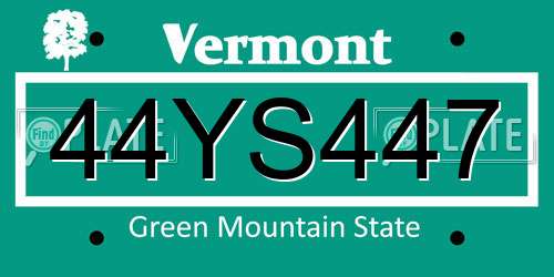 44YS447 Vermont License Plate