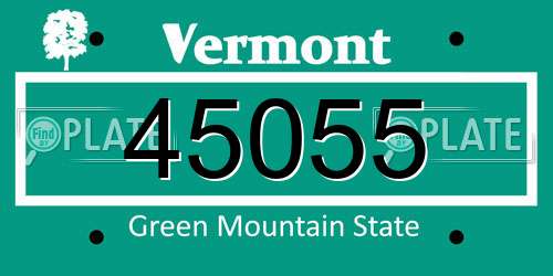 45055 Vermont License Plate