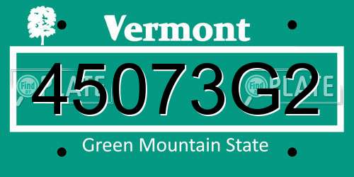 45073G2 Vermont License Plate