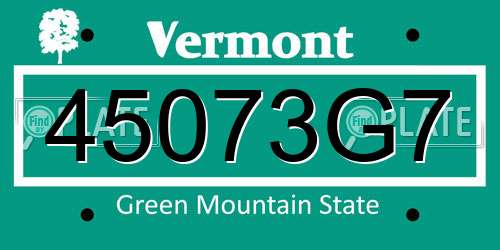 45073G7 Vermont License Plate