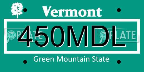450MDL Vermont License Plate