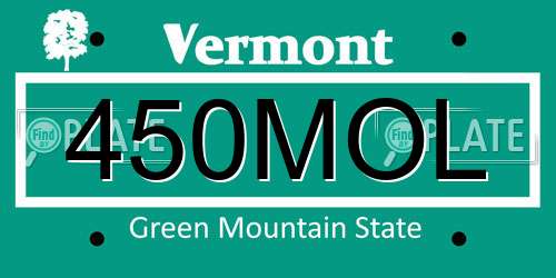 450MOL Vermont License Plate