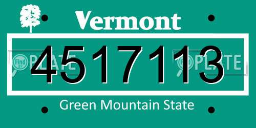 4517113 Vermont License Plate