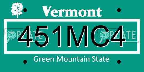 451MC4 Vermont License Plate