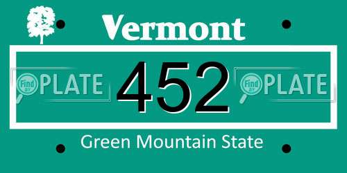 452 Vermont License Plate