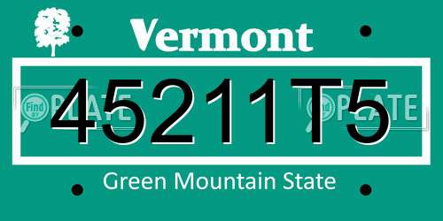 45211T5 Vermont License Plate