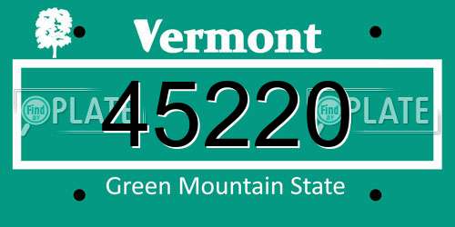 45220 Vermont License Plate