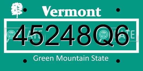 45248Q6 Vermont License Plate