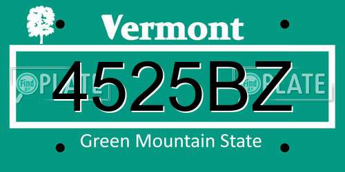 4525BZ Vermont License Plate