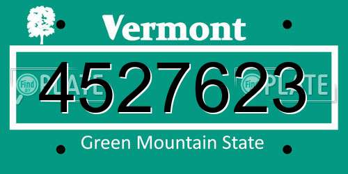 4527623 Vermont License Plate