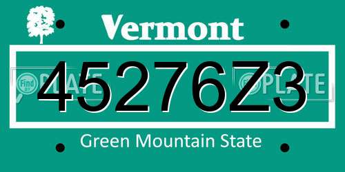 45276Z3 Vermont License Plate