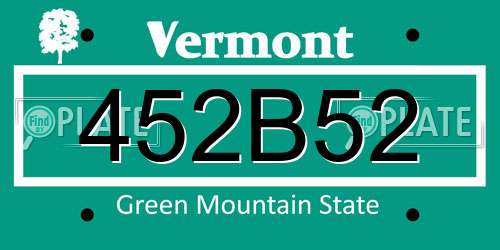 452B52 Vermont License Plate