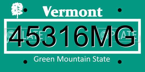 45316MG Vermont License Plate