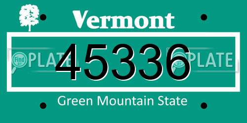45336 Vermont License Plate