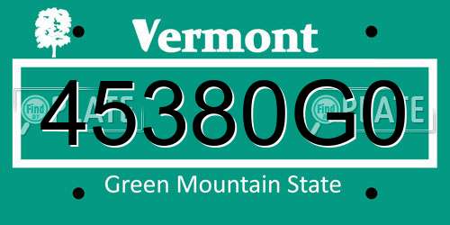 45380G0 Vermont License Plate