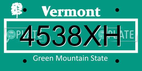 4538XH Vermont License Plate