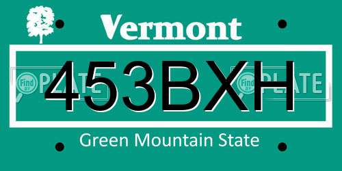 453BXH Vermont License Plate