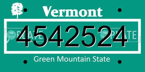 4542524 Vermont License Plate