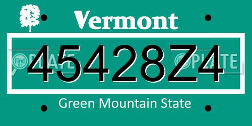 45428Z4 Vermont License Plate