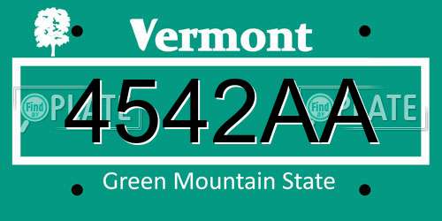 4542AA Vermont License Plate