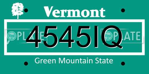 4545IQ Vermont License Plate