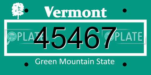 45467 Vermont License Plate