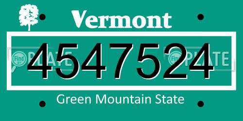 4547524 Vermont License Plate