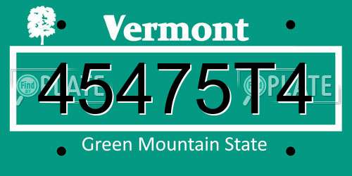 45475T4 Vermont License Plate