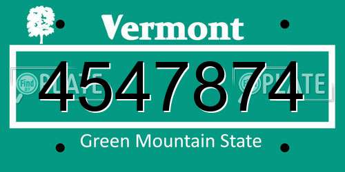 4547874 Vermont License Plate