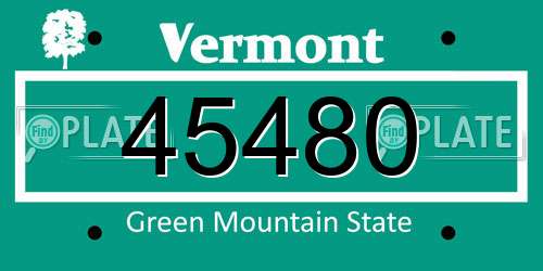 45480 Vermont License Plate