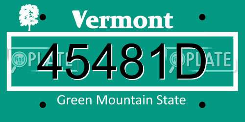 45481D Vermont License Plate