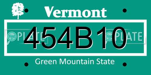 454B10 Vermont License Plate