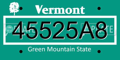 45525A8 Vermont License Plate