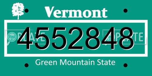 4552848 Vermont License Plate