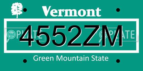 4552ZM Vermont License Plate